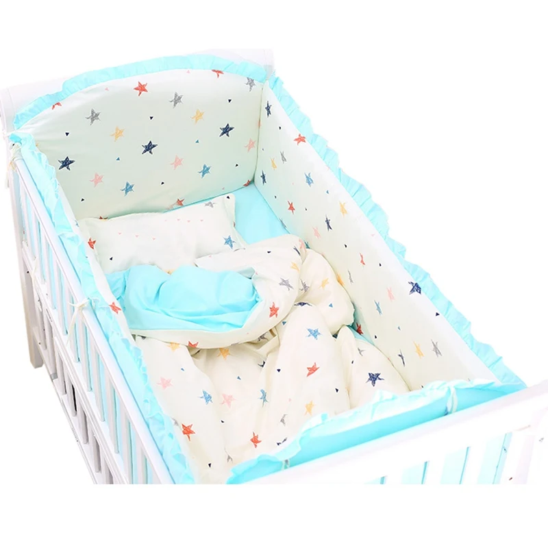 5 шт. кроватка для новорожденного бамперы хлопок детская кроватка Бампер Лист ограждение детской кроватки дышащая защита для кроватки подушки детские постельные принадлежности набор