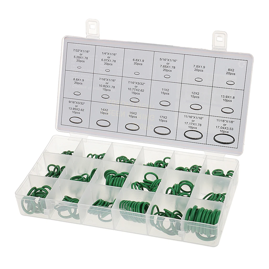 270PCS Car A/C System Air Conditioning O-Ring Seals Assortment Kits Green