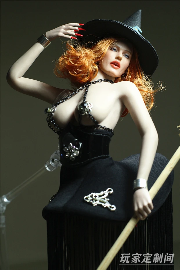 

1/ 6 Scale Halloween Witch series Corset & Fringe skirt & Pumpkin head witch Hat For 12 Inch Action Figure Dolls