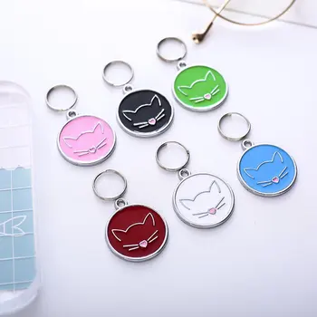 

New 2018 NEW Cat Face Zinc Alloy Pet ID Tag Identification Plate Mini Dog Cat ID Tag Collar Pendant Personalized Pet Accessorie