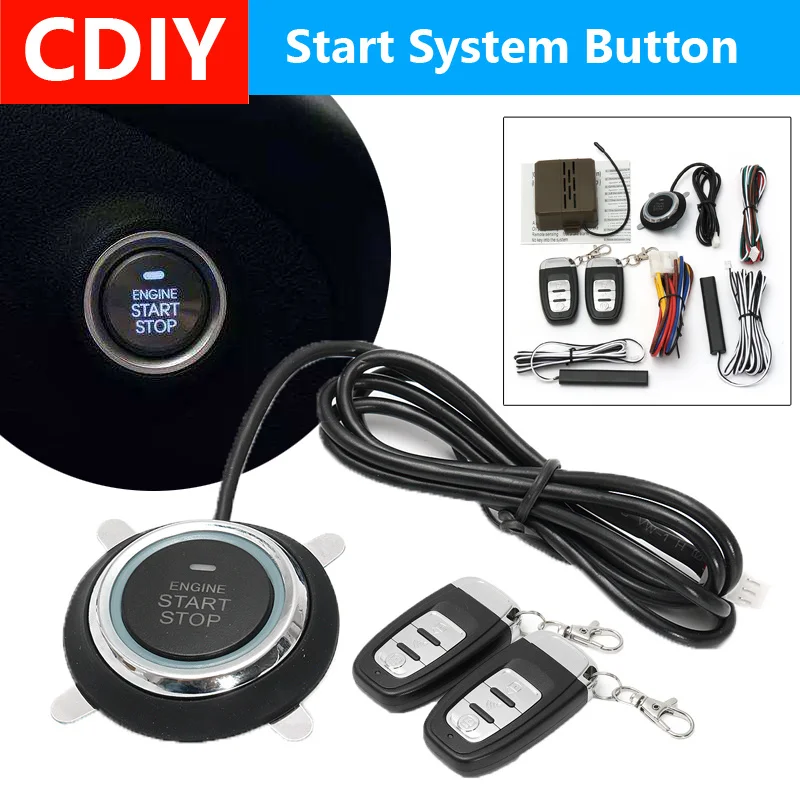 

Audew 9pcs Car Engine Start Stop SUV Keyless Entry Engine Start Alarm System Push Button Remote Starter Stop Auto
