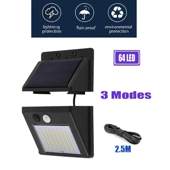 

64/30 led Solar Light PIR Motion Sensor Ip65 Waterproof Outdoor street wall garden lamp optional seperable panel indoor home eme