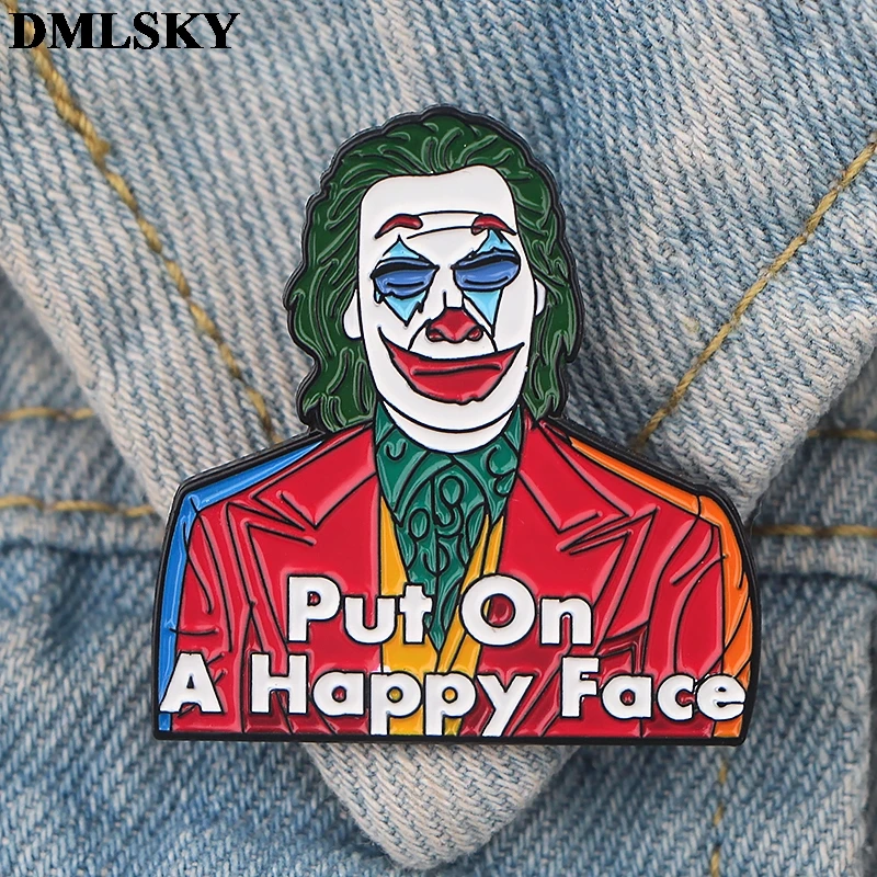DMLSKY Joker мультфильм Металлические Булавки эмалированные Броши для женщин и мужчин Нагрудный значок для рюкзака джинсовая брошь воротник ювелирные изделия M4113