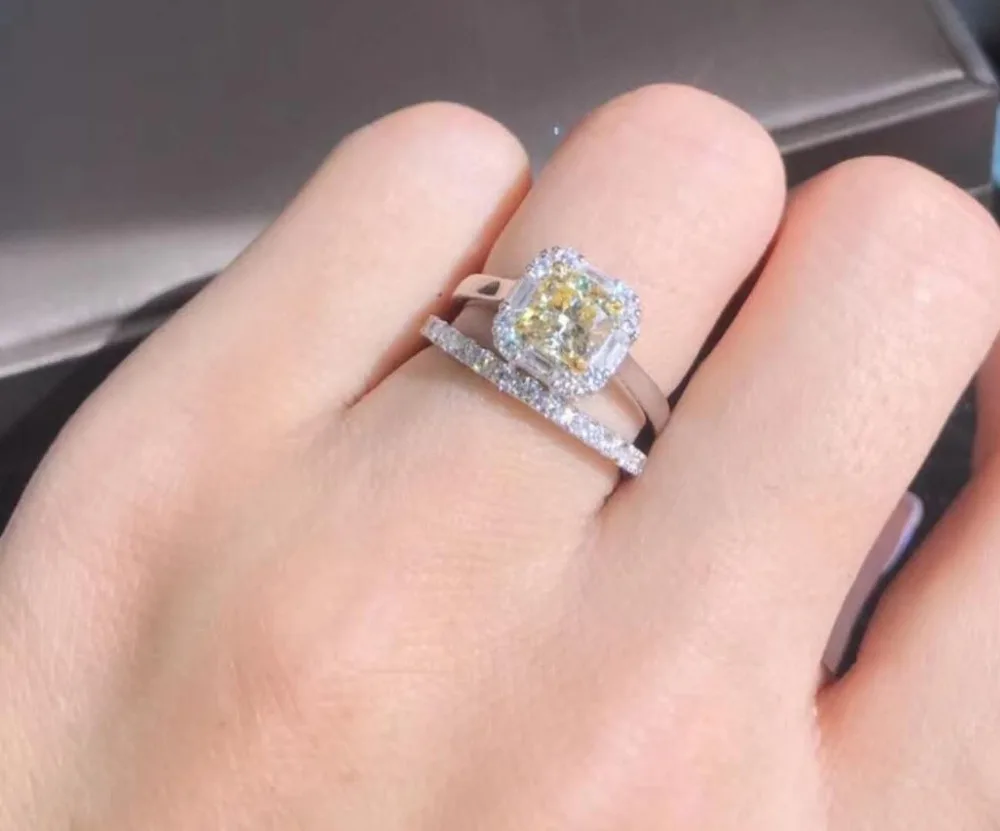 

TRS260 Luxury jewelry 1Carat NSCD Simulated Gem engagemen ring sets for women