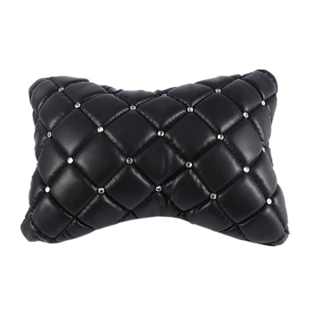 

Car Headrest PU Leather Breathable Crystal Headrest Neck Rest Cushion Pillow Car Universal Interior Accessories