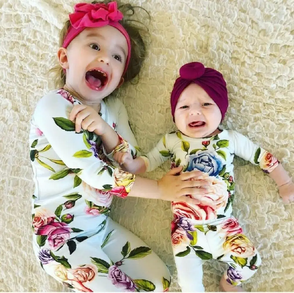 0-3Y комплекты одежды для новорожденных девочек; топ с длинными рукавами и цветочным принтом; футболка и штаны; повязка на голову; осенняя одежда
