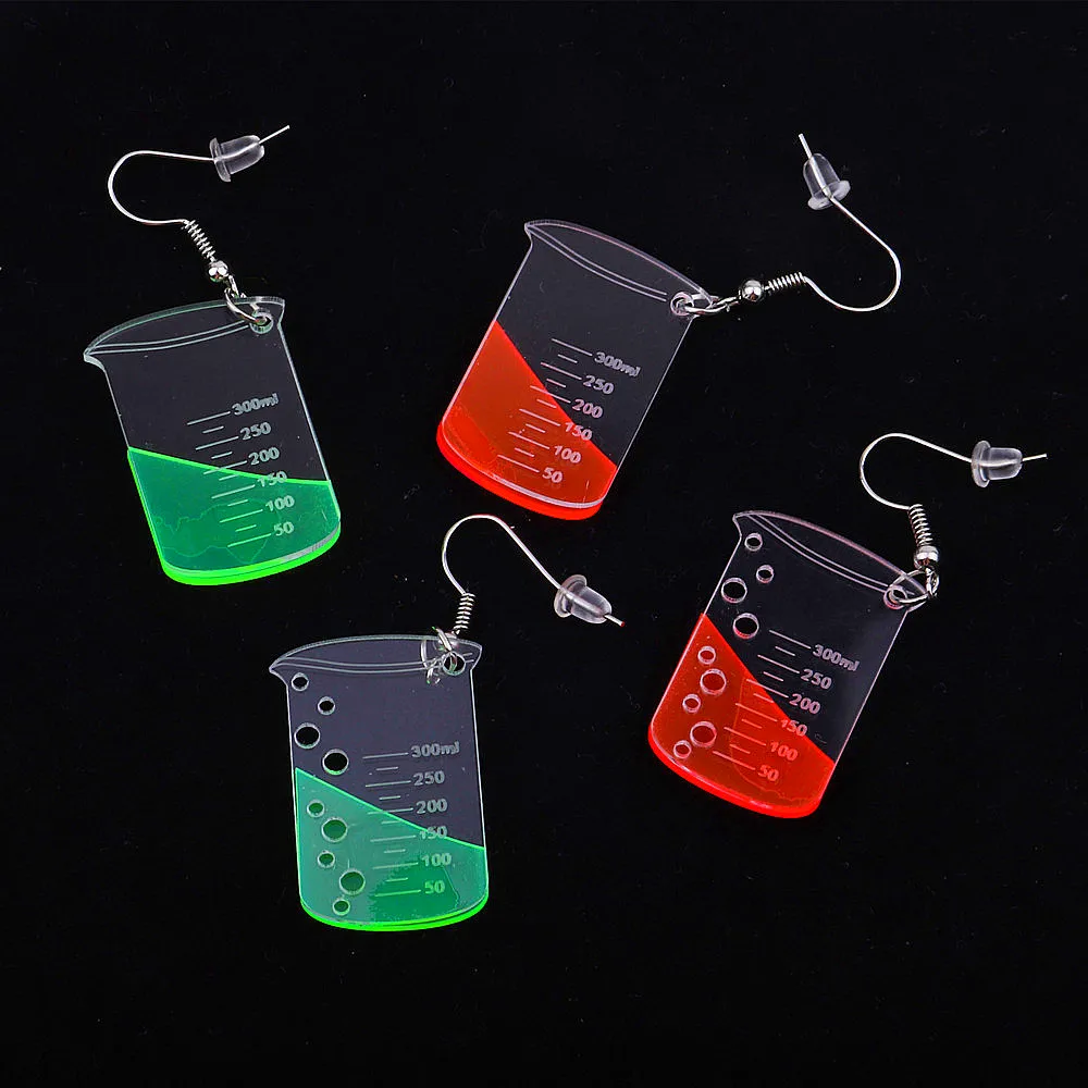 Creative Transparent Acrylic Beaker Drop Earrings for Women Girls Cute Resin Chemistry Cup Dangle Earrings Fashion Jewelry drop earrings dangle earrings acrylic earrings