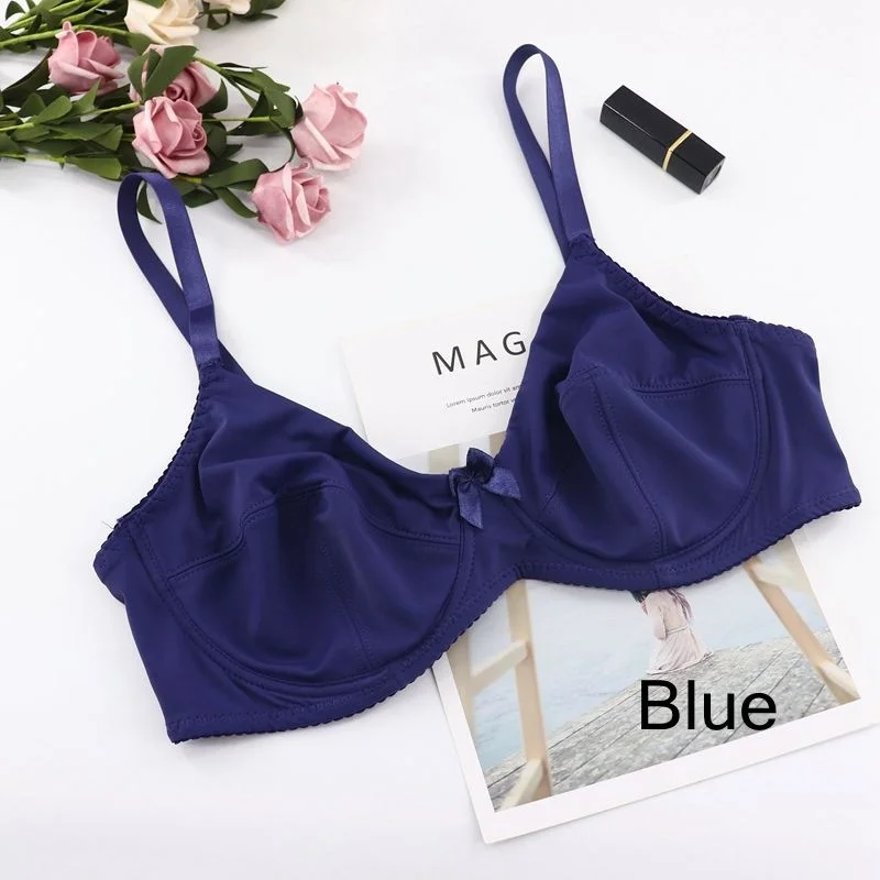 Beauwear, женские удобные бюстгальтеры, v-образный вырез, полное покрытие, без подкладки, на косточках, минимайзер, бюстгальтер C D DD E DDD F, чашка Unline размера плюс, Bh 36-52 - Цвет: Blue