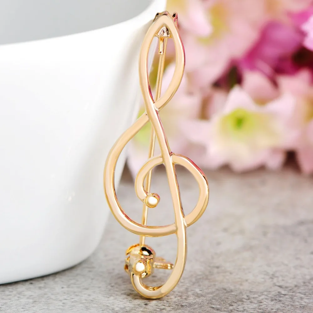 Simple Style Music Note Brooches & Corsage Gold Large Broches Special Unisex Broche Hijab Pin Up Clip Scarf Broche Bijoux