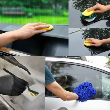

Interior Cleaning Brush Set For Wheel Clean Wooden handle Round Non-slip