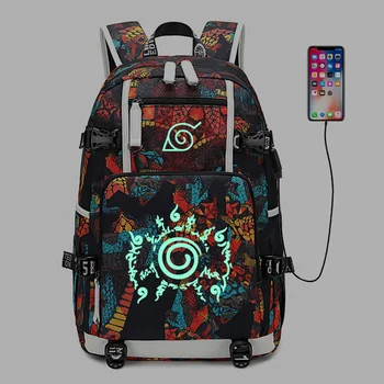 

NARUTO Backpack Waterproof School Bags Nylon Travel Bagpack Shoulder Bags with USB Charging Laptop Backpack