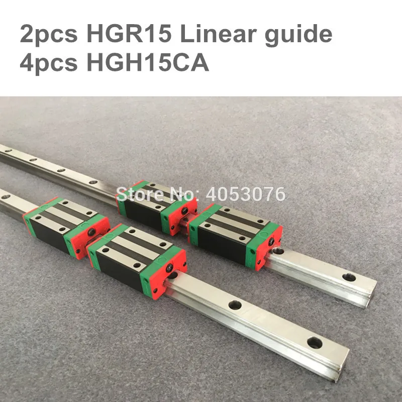 2pcs Linear Rail HGR15 1200mm 1500mm + 4pcs HGH15CA / HGW15CA Linear Guide Rail Block Cnc Part