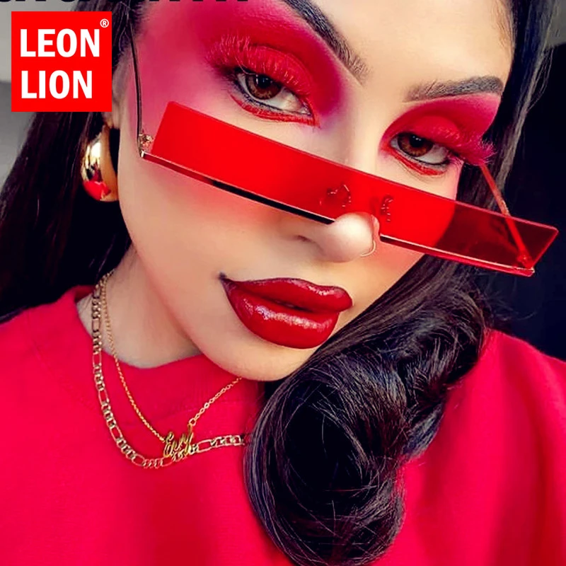 LeonLion 2021 Small Sunglasses Women Rimless Glasses For Women/Men Punk Brand Designer Sunglasses Women Retro Glasses Hip Hop big frame sunglasses