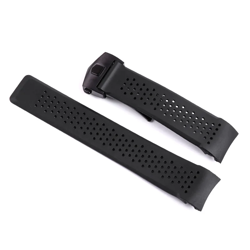 black black clasp 22 мм Топ резиновая кривая ремешок для samsung gear S3 Galaxy watch 46 мм силиконовые браслеты серебро Нержавеющая сталь складной ремешок с пряжкой - Цвет ремешка: black black clasp