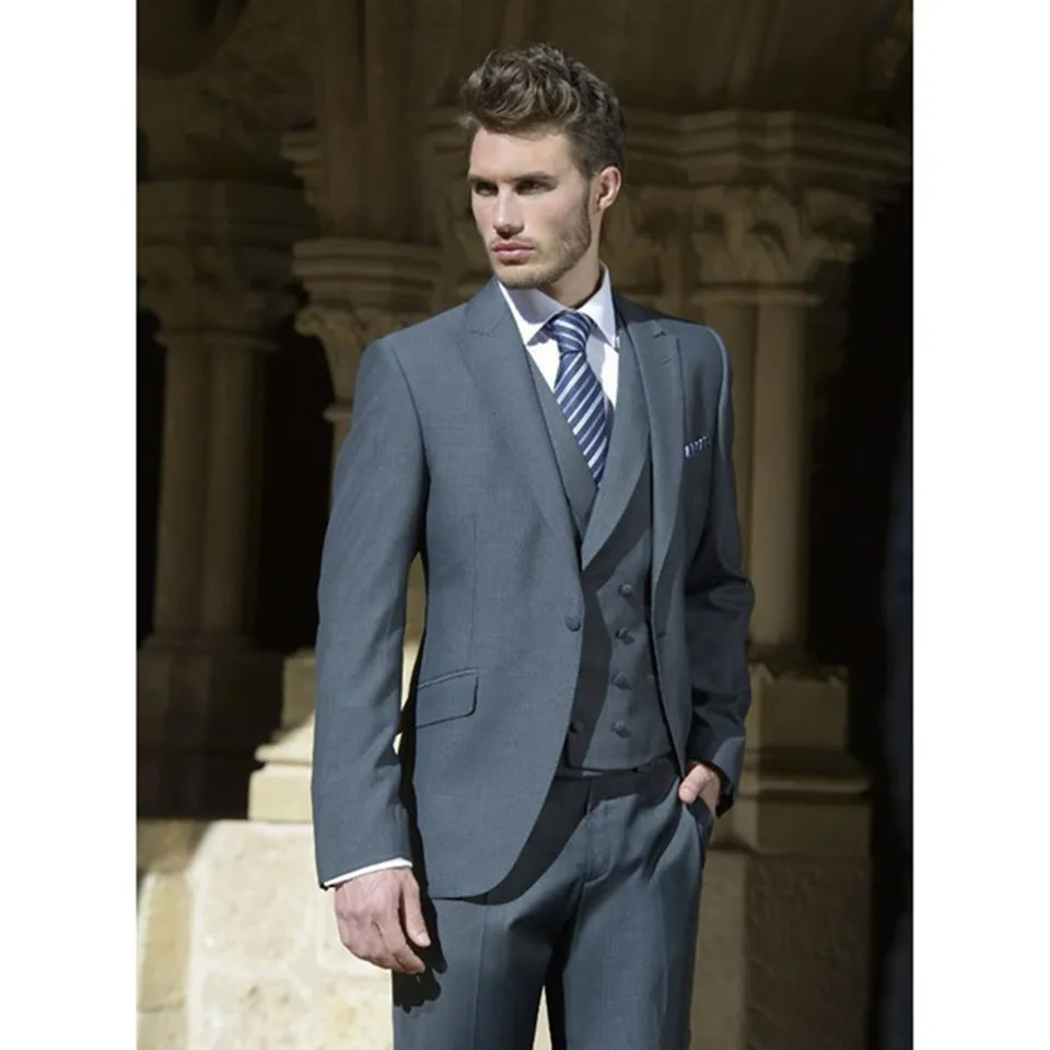 Мужской костюм смокинг Noivo Terno Slim Fit Easculino вечерние костюмы для мужчин серый смокинг жениха пуговицы(пиджак+ брюки+ жилет