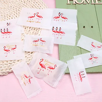 

100Pcs Plastic Flamingo Scrub Sealing Bags Cookie Bag Candy Nougat Package Biscuits Baking Accessories Small Gift Bag