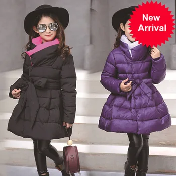 

Fashion New Children's Clothing Winter Fur Jacket For Girls Flower Cotton Padded Warm Hooded Thick Parka Long Solid Coat