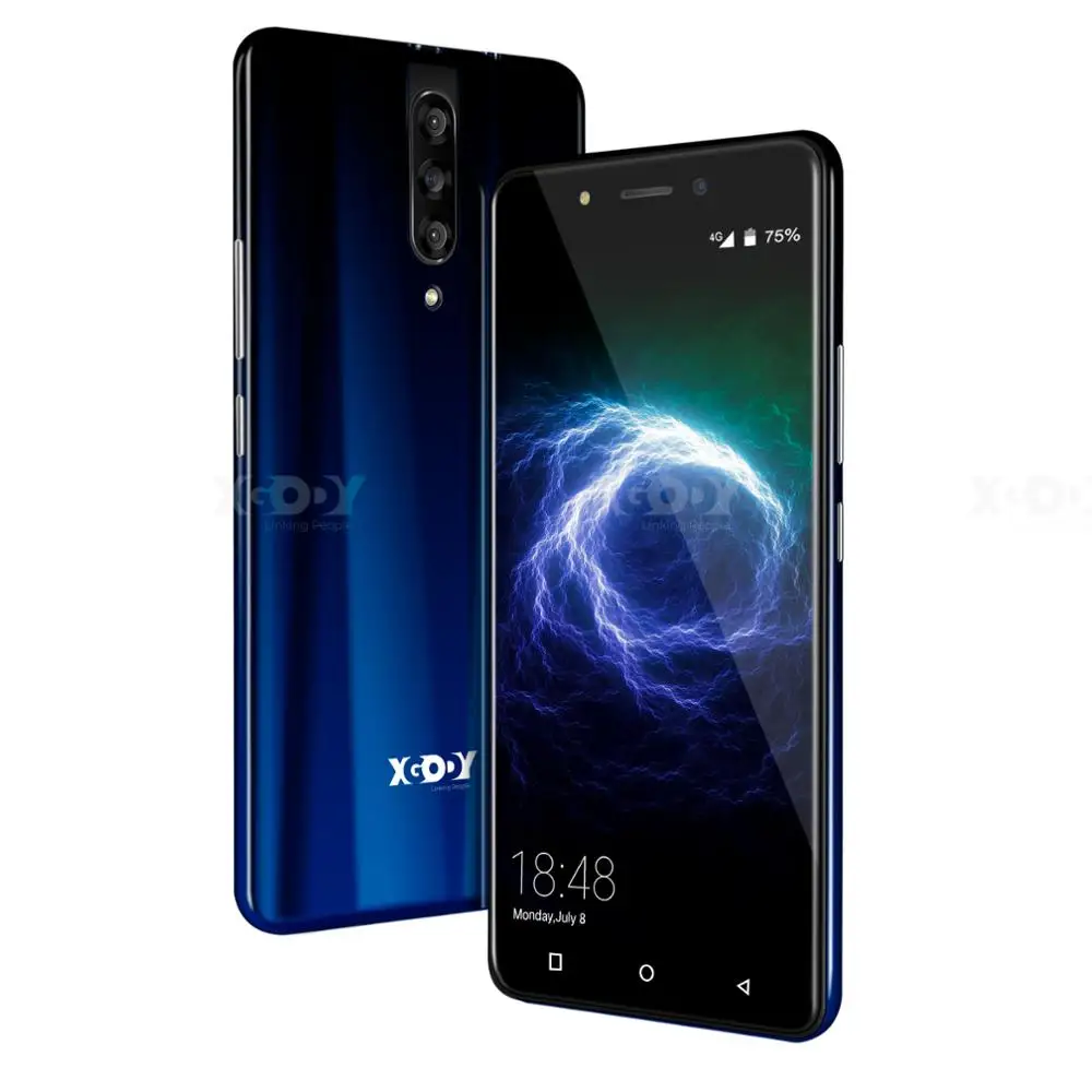 XGODY 4G смартфон с двумя sim-картами 5," 18:9 Android 9,0 2 Гб ОЗУ 16 Гб ПЗУ MTK6737 четырехъядерный процессор 5 Мп камера 2800 мАч WiFi мобильный телефон - Цвет: Black gradient blue