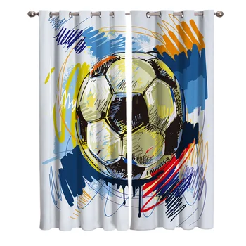 

Football Watercolor Brush Sport Blackout Window Curtains Living Room Curtain Kitchen Blackout Curtains