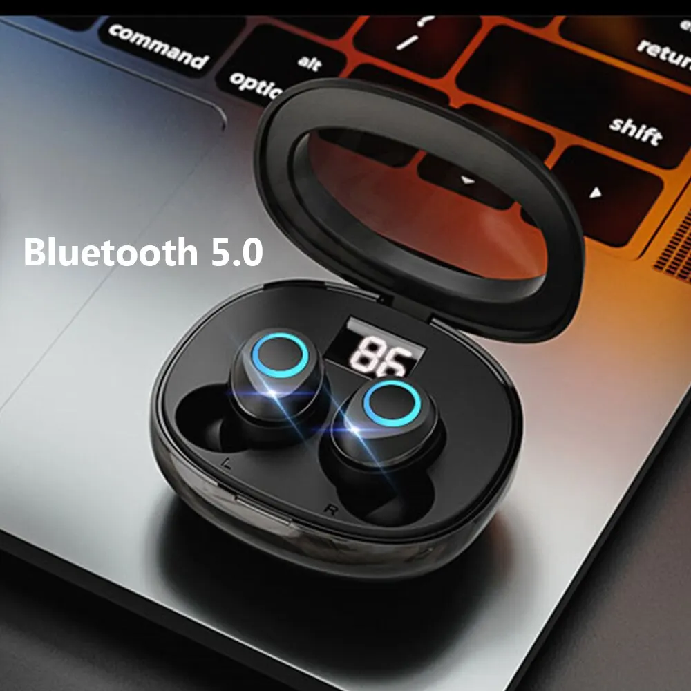 TWS Hifi стереоскопическая гарнитура с управлением Handfree Mini TWS беспроводные Bluetooth наушники беспроводные наушники Bluetooth V5.0 наушники - Название цвета: Черный