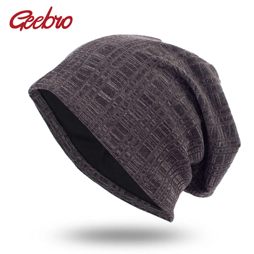 

Geebro New Women Knitted Ribbed Elastic Casual Beanies Men Spring Plaid Color Slouchy Hats Ladies Soft Fashion Skullies Cap