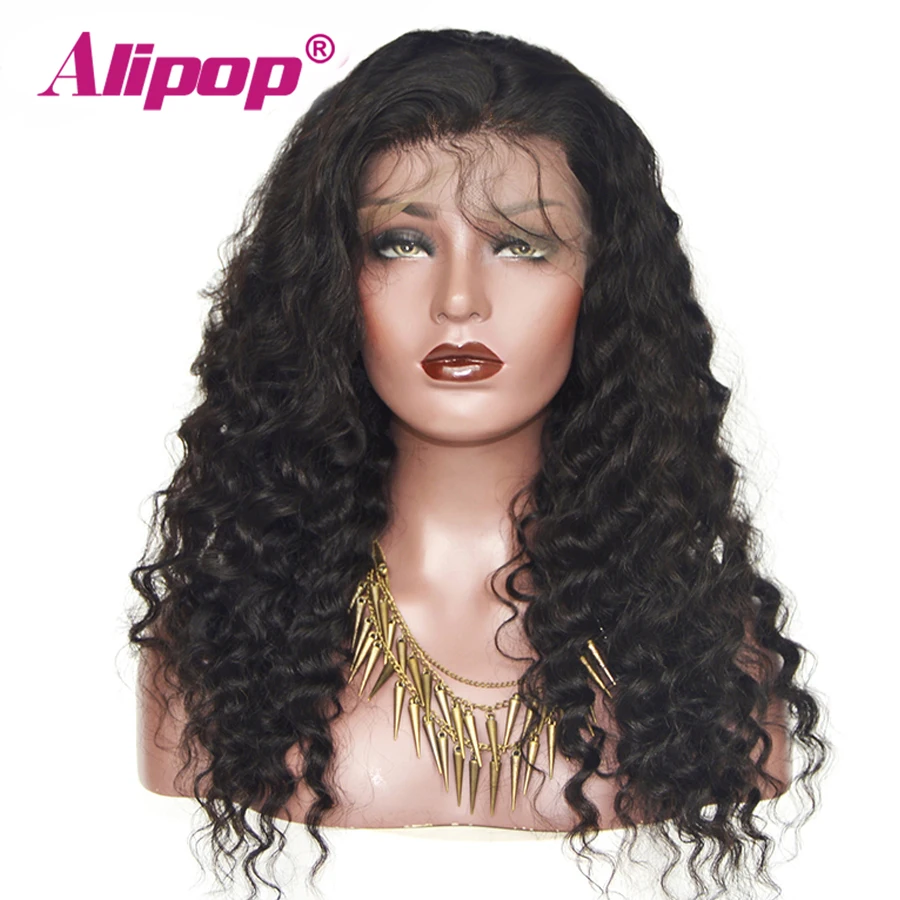 

180 Density ALIPOP Deep Wave 360 Lace Frontal Wig With Baby Hair Brazilian 100% Human Hair Wigs Preplucked Remy Human Hair