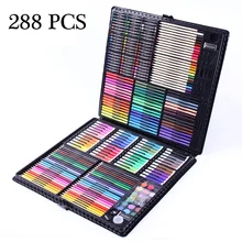 288 шт Художественный набор детские инструменты для рисования акварельные карандаши мелки масляные пастельные для детей подарочные коробки художественные канцелярские принадлежности