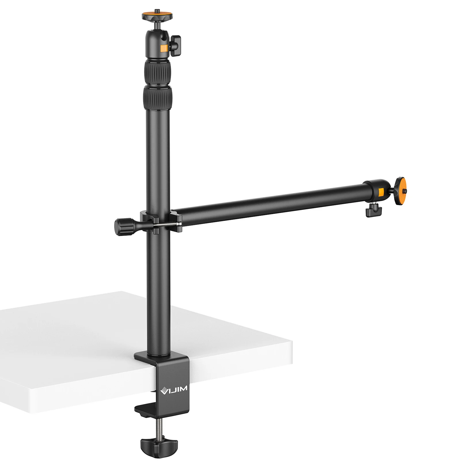 VIJIM Desktop Light Stand with Extendable Phone Clip Rotatable Ball Head 1/4" Screw for Camera Phone Video Light Live Streaming 1