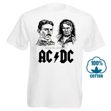 Никола Тесла Томас Эдисон футболка Никола Тесла ACDC футболка Fat Duck Футболки для девочек Горячая Broadcloth забавная Летняя мода