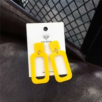 

Yellow Acrylic Big Earrings for Women Bohemian 2019 Irregular Hollow out Long Earring Female Decoration Za Jewelry