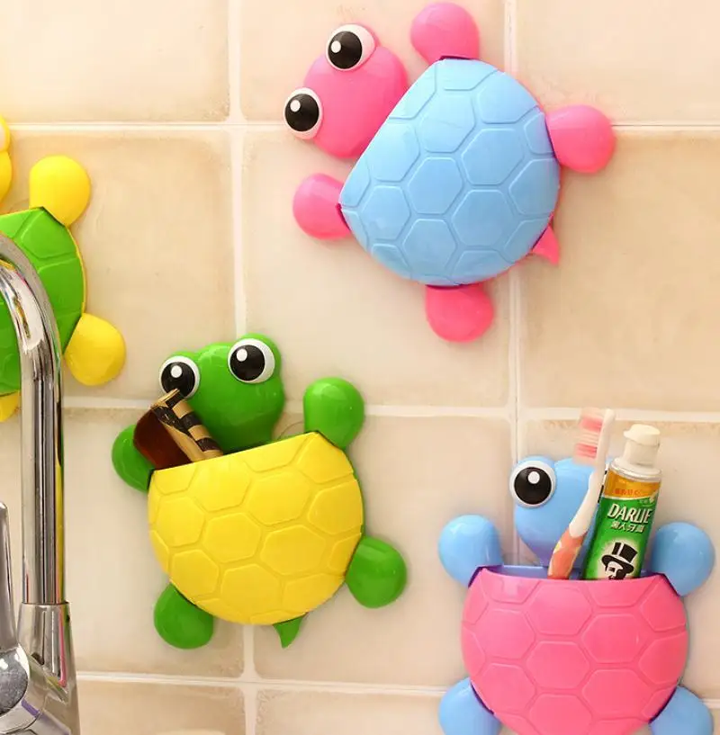 

The Cute Little Turtle Toothbrush Holder Suction Ladybird Toothpaste Wall Sucker Bathroom Sets Household Merchandises Set