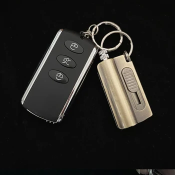 

Metal Permanent Match Lighter With Knife Outdoor Waterproof Gasoline Keychain Flint Lighter Fire Starter Survival Tool Gadget