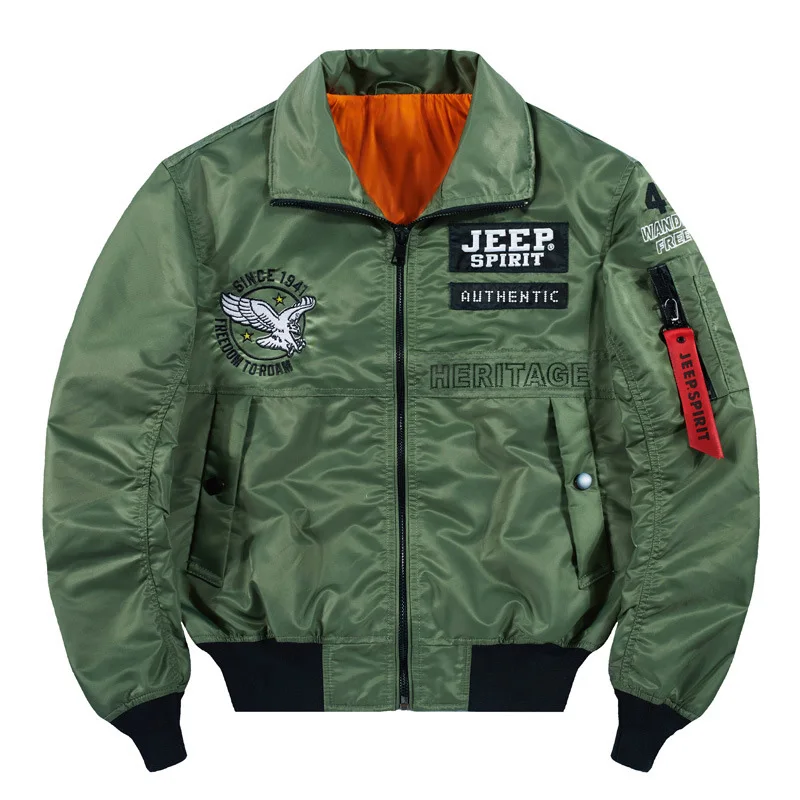 Весна уличная бомбардировщика куртки мужские в стиле милитари ветровка Air куртки «Force» мужской мульти-карман Chaqueta Hombre плюс Размеры XS-4XL - Цвет: Army Green