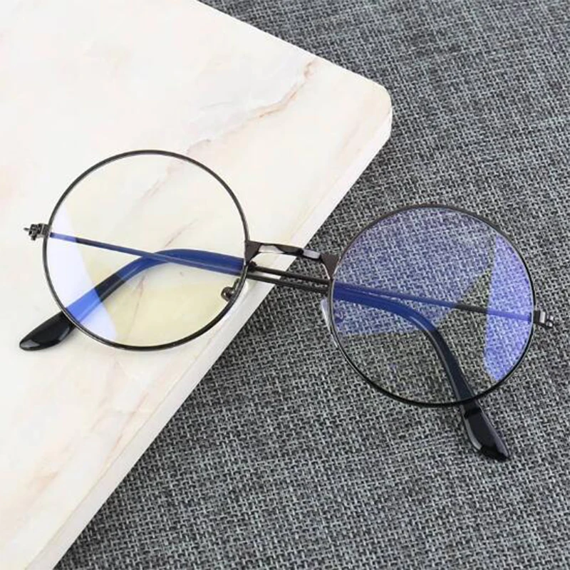 Vintage Round Blue Light Glasses Metal Frame Clear Lens Phone Gaming Computer Glasses Classic Black Circle Eyeglass Frame Oculos