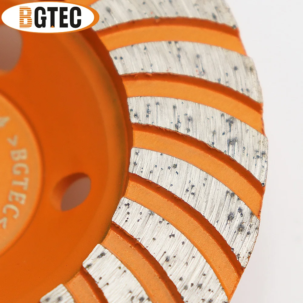 BGTEC 2pcs 4inch M14 flange Diamond Turbo Row Grinding Cup Wheel 100mm Grinding discs for marble, concrete, Masonry ,stone