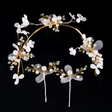 Сплав красивая бабочка повязка на голову заколки-клипсы для волос со сказочным цветком и жемчугом резинка для волос со стразами головные уборы украшения