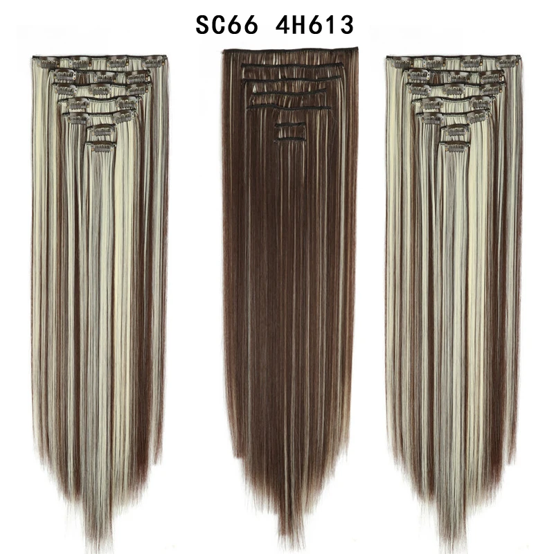 MISS QUEEN, 16 клипсов, волосы для наращивания, объемная волна, 22 дюйма, волосы для наращивания на клипсах для женщин, синтетические волосы для наращивания, коричневые, 613 - Цвет: 4H613
