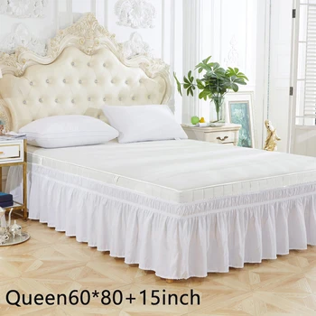 

Three Sides Solid Home Decoration Twin Queen Wedding Bed Skirt Bedroom Wrap Around Hotel No Surface Dustproof Elastic Ruffles