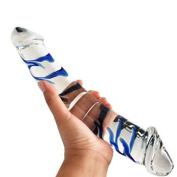 Realistic Huge Double Glass Dildo Fake Penis Crystal Anal Long Dildos Butt Plug G-spot Masturbation Dick Sex Toys for Women Men