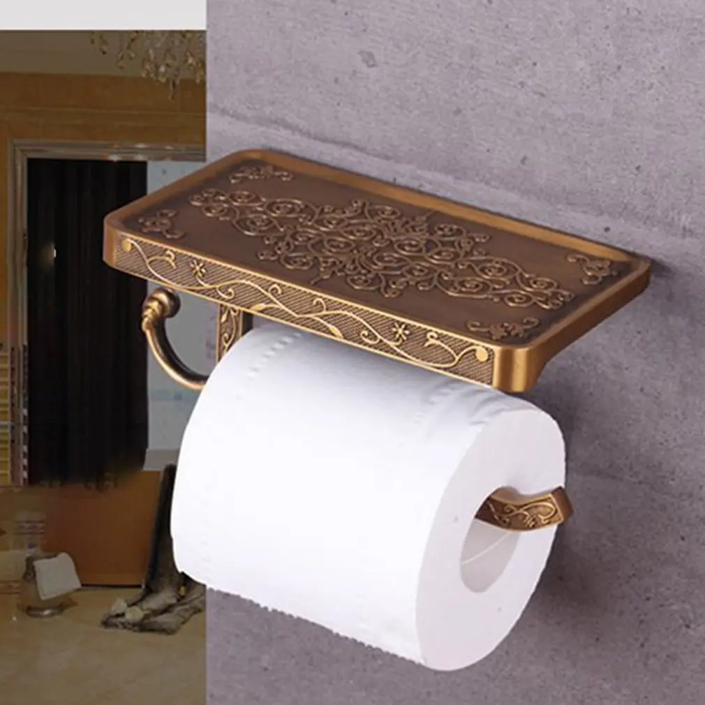 

Bathroom Mobile Phone Holder Paper Shelf Wall-mounted Bracket Hanging Space Aluminum Paper Towel Holder Bathroom Accessories