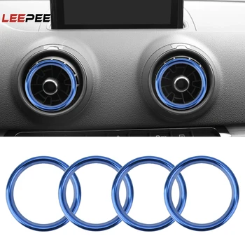 

LEEPEE 4Pcs/Set Car AC Air Conditioner Vent Frame Cover Trim For Audi A3 8V 2013-2019 Aluminum Decorative Stickers
