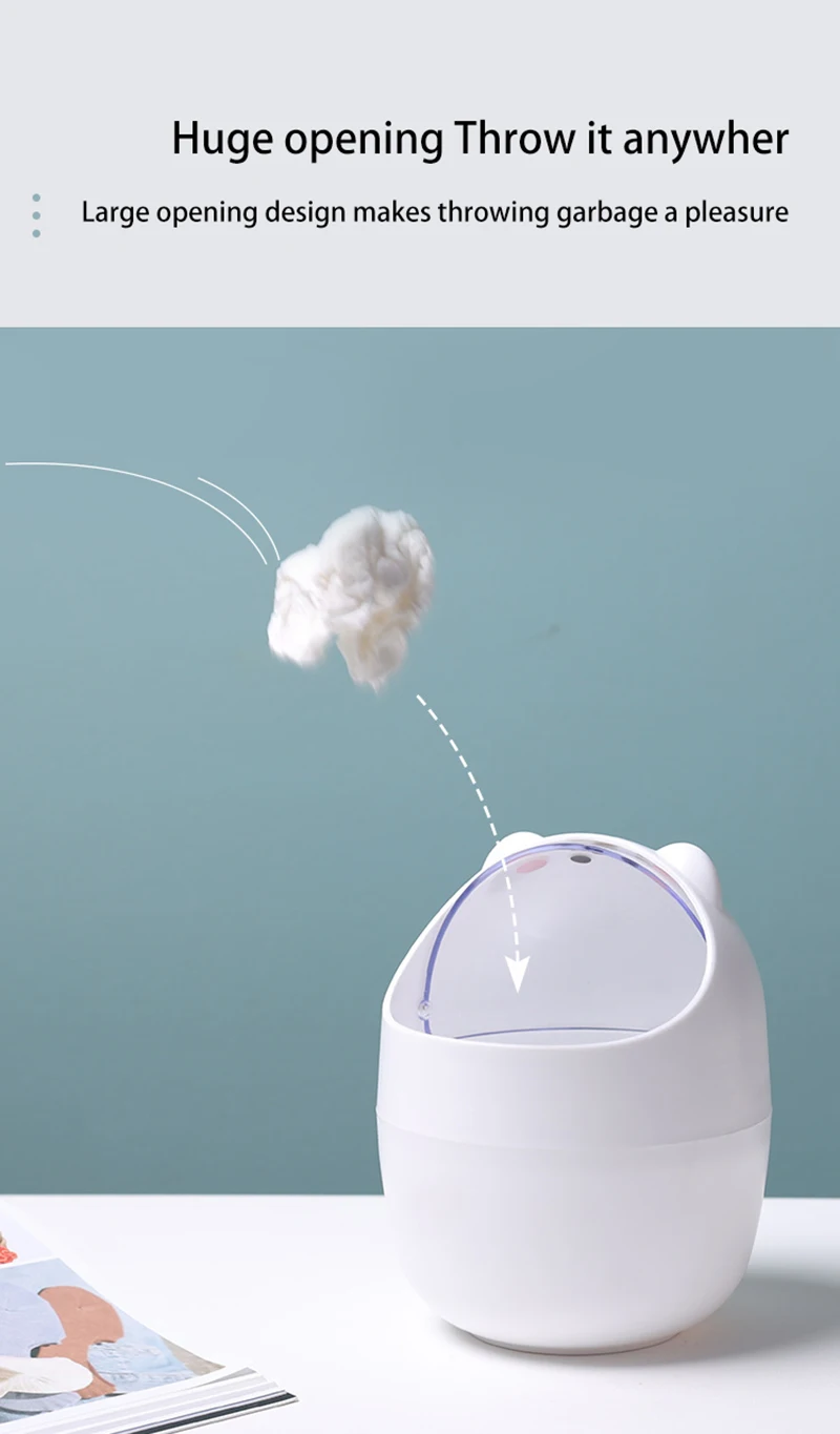 Rocking Lid Design Multifunctional Storage Bin Cute Desktop Cartoon Mini Trash Can Creative Decoration Home Daily Necessities