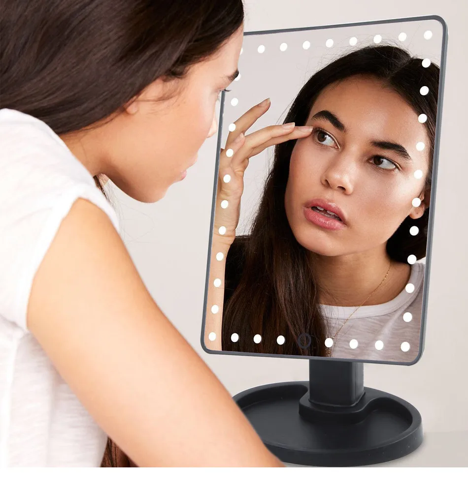 Беспроводная зарядка 16/22 светодиодный макияж зеркало с подсветкой 1x 10x яркое увеличительное косметическое зеркало сенсорный экран регулируемый