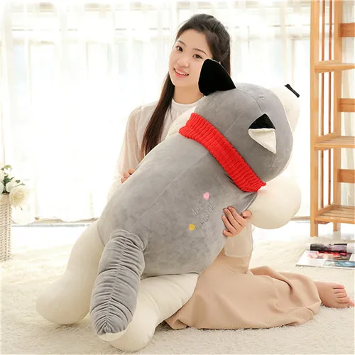 Fancytrader 47â€˜â€™ Giant Plush Husky Hugging Pillow Doll Big Stuffed Animal Lying Husky Dog Toy Kids Gift 120cm 2 Colors (3)