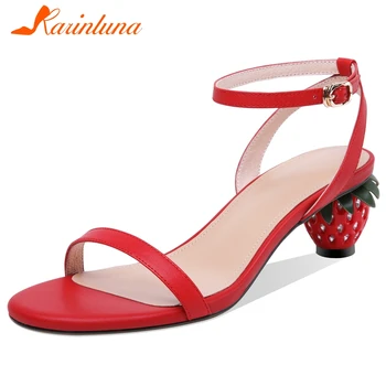 

Karinluna New Arrivals Genuine Cow Leather Strange Style Summer Sandals Woman Shoes Buckle Strap Novelty Shoes Women Sandals