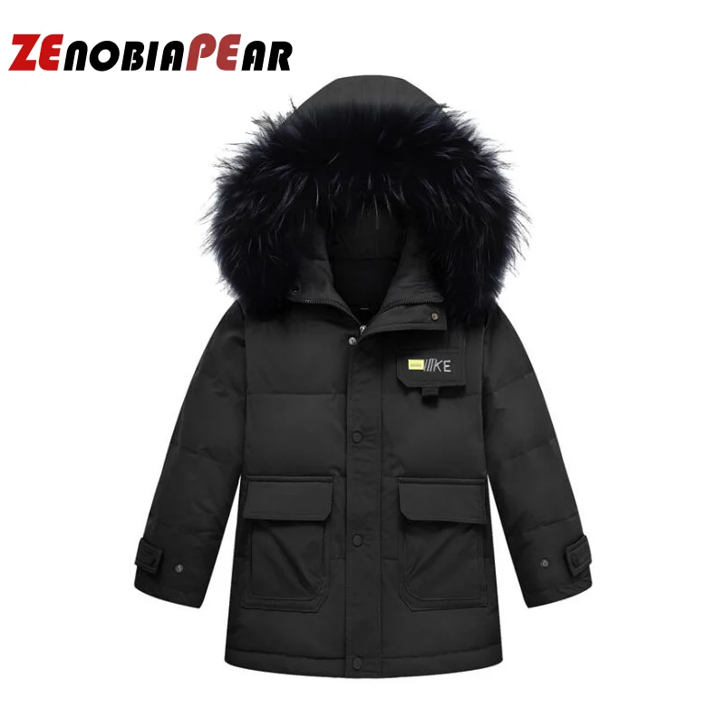 

2019 Children's Down Jacket 5-14 Years Old Long Thick Boy Winter Coat Duck Down Kids Winter Jackets for Boy Outerwear Fur Collar