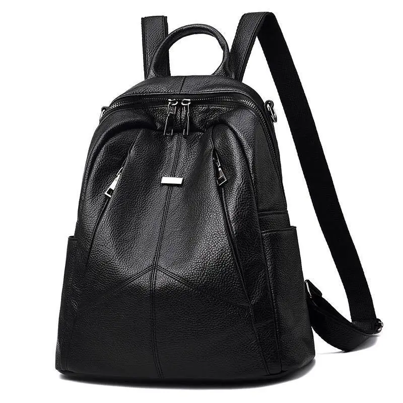 Женский рюкзак из искусственной кожи, женская сумка, черный мягкий высококачественный однотонный рюкзак, женский рюкзак с несколькими карманами для путешествий