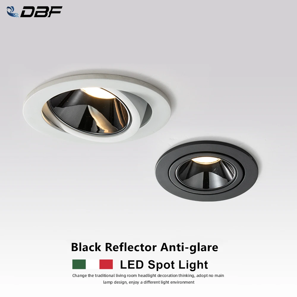 [DBF]2020 New Anti-glare LED Recessed Downlight Dimmable 7W 12W LED Ceiling Spot Light 3000K/4000K/6000K Angle Adjust Spot Lamp outdoor downlights