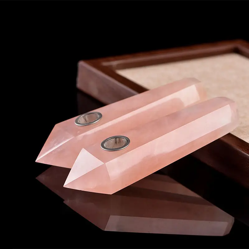 1 шт. натуральный розовый кварц кристалл курительная трубка сигаретная трубка