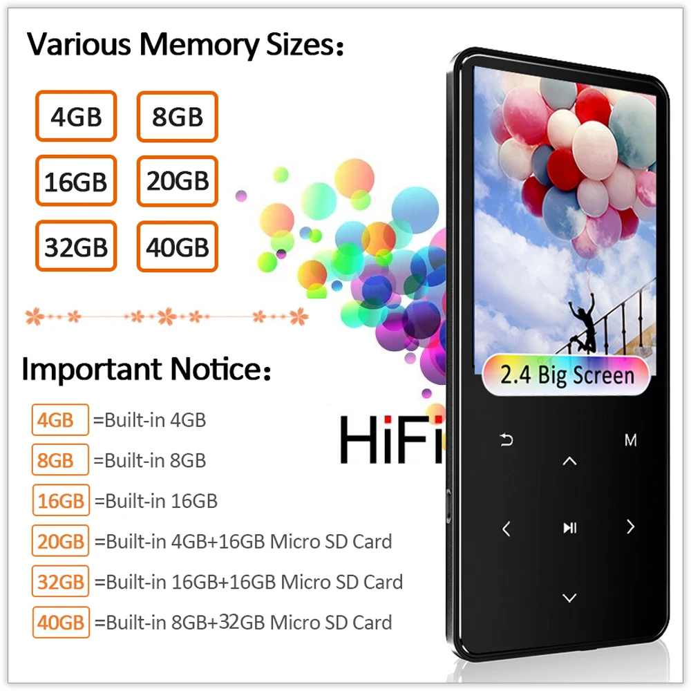 REDANT MP4 плеер с bluetooth портативный mp3 музыкальный mp 4 media slim 2 дюйма сенсорные клавиши